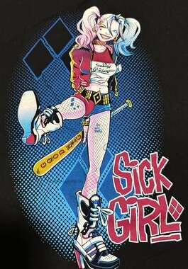 teeVillain Harley Quinn Sick Girl Graphic T-Shirt Size XXL